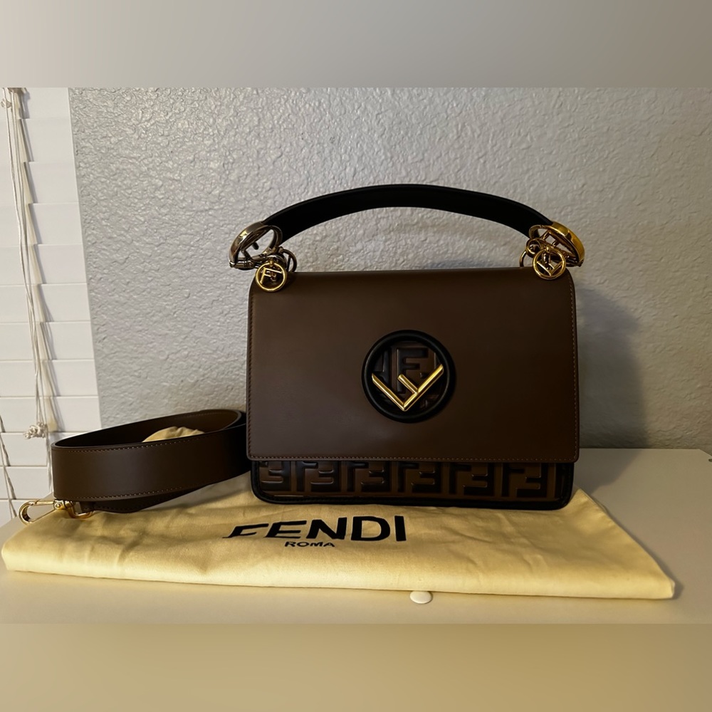 Fendi Kan I F brown leather bag